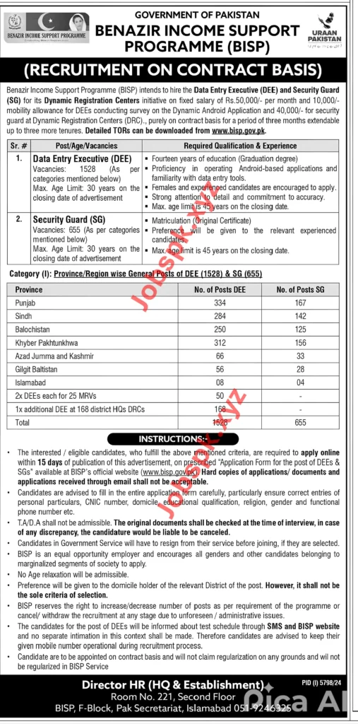 BISP Jobs 2025