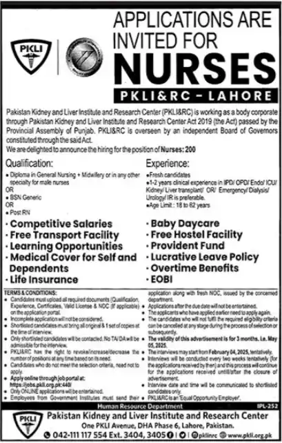 PKLI Jobs for Nurses 2025