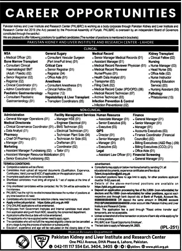 PKLI Lahore Jobs 2025