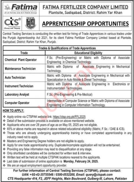 Fatima Fertilizer Jobs 2025