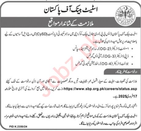 State Bank of Pakistan Jobs 2025