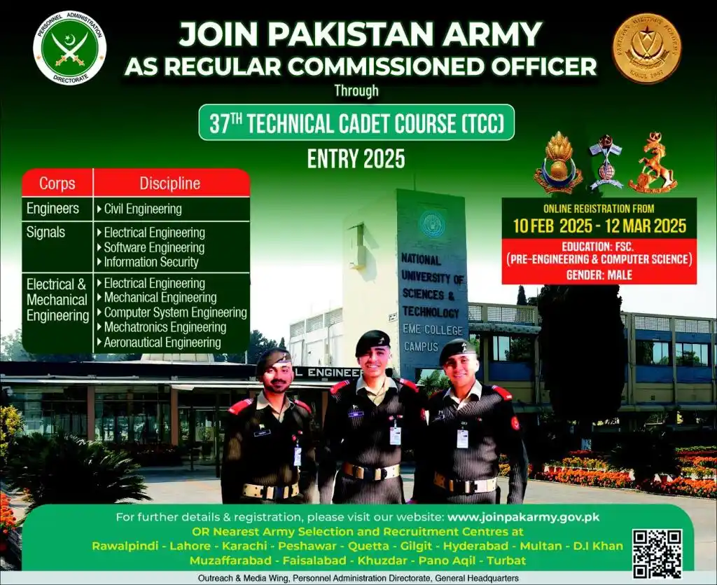 Join Pak Army Technical Cadet Course TCC-37 2025